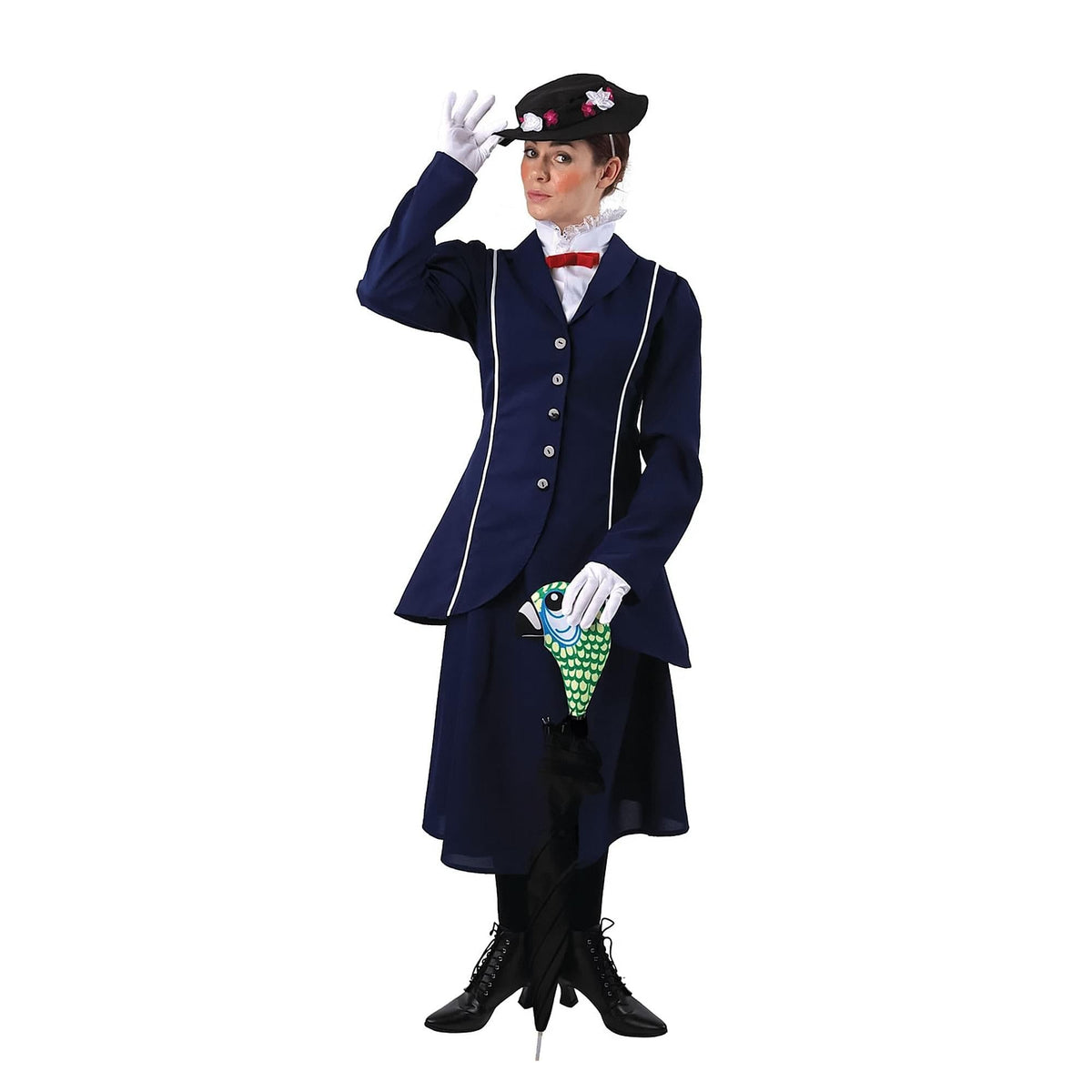Magical Nanny Adult Costume w/ Parrot Head Umbrella Cover