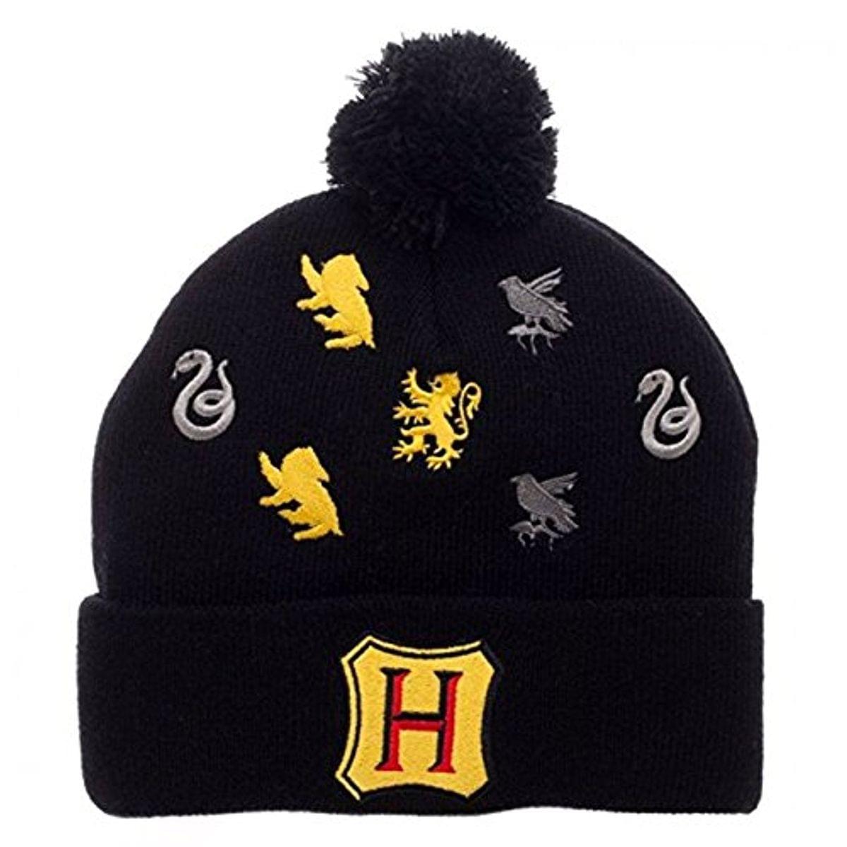 Harry Potter Hogwarts Houses Embroidered Logos Pom Beanie