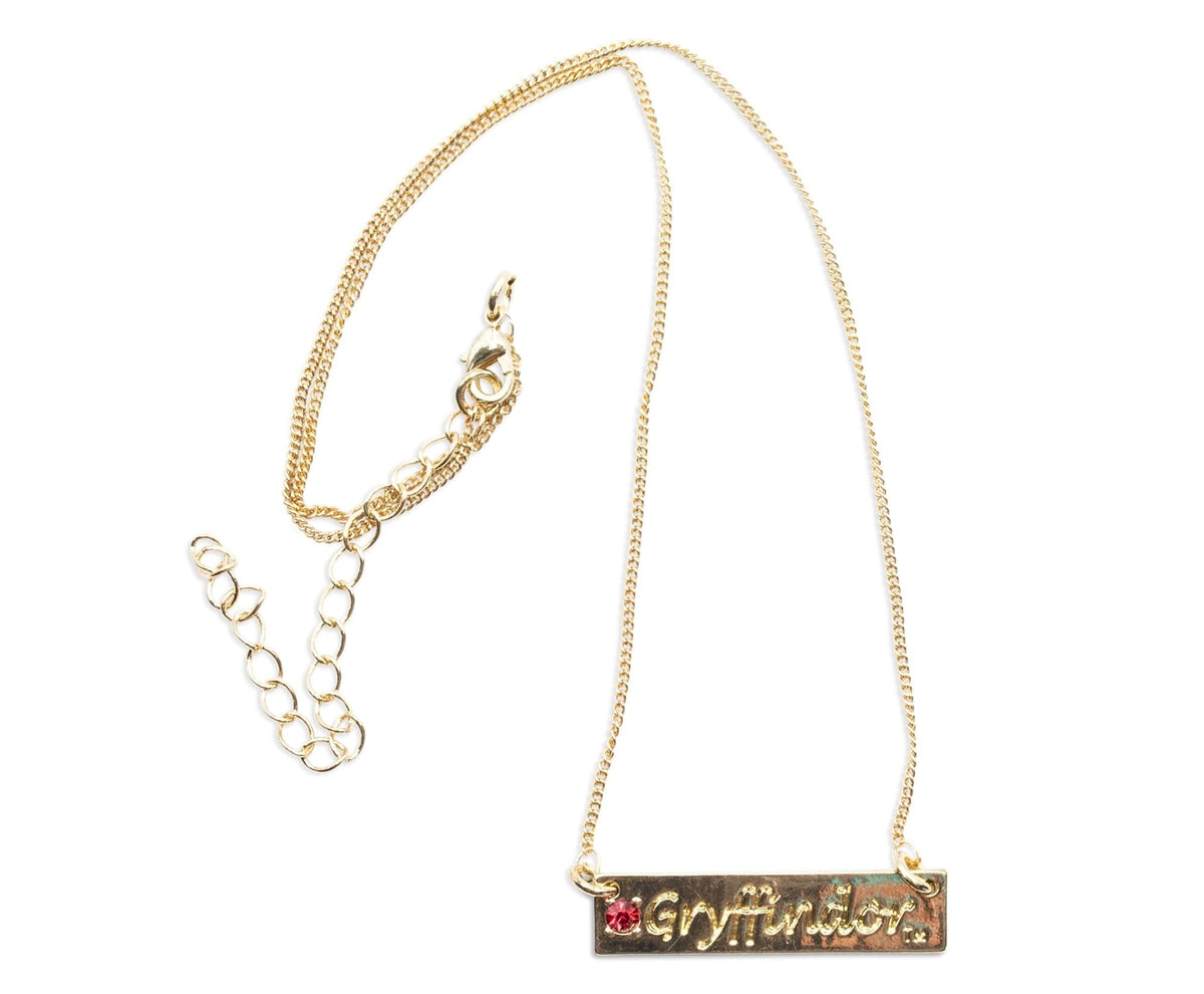 Harry Potter Gryffindor Script Bar Necklace with Stone
