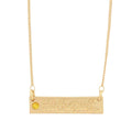 Harry Potter Hufflepuff Script Bar Necklace with Stone