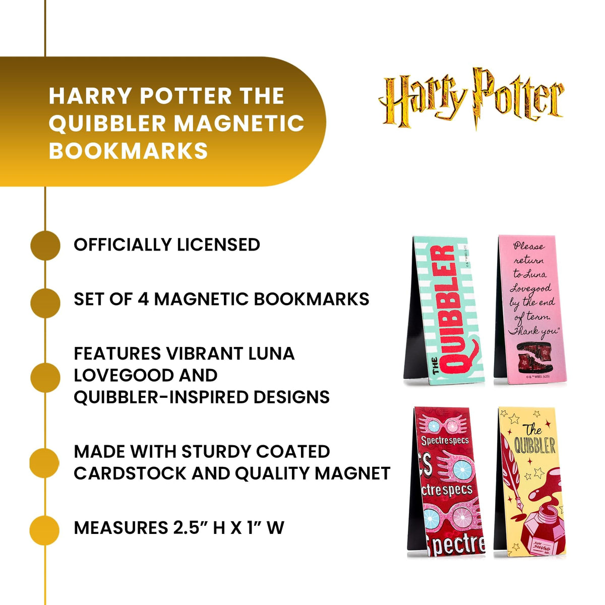 Harry Potter The Quibbler Magnetic Bookmark Set Of 4