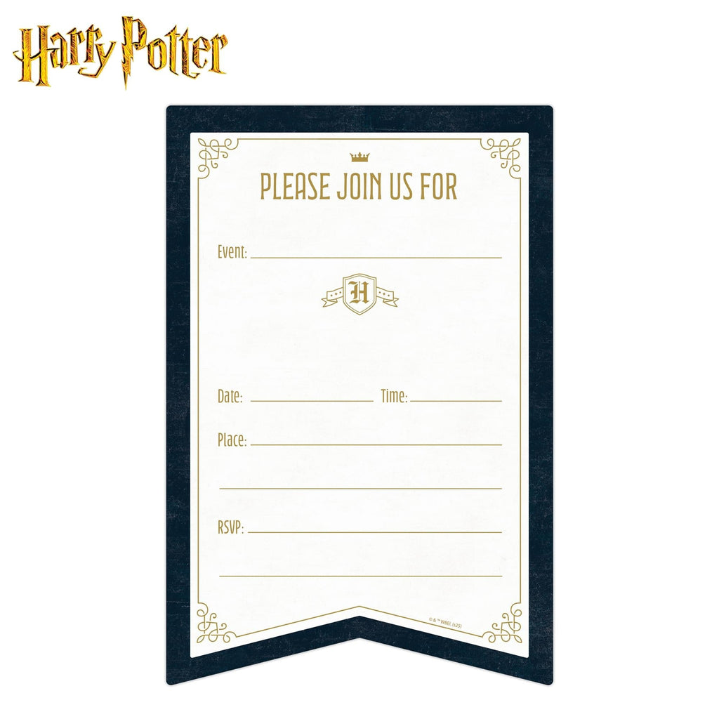 Harry Potter Hogwarts House Banner Birthday Invitation & Envelope Box Set