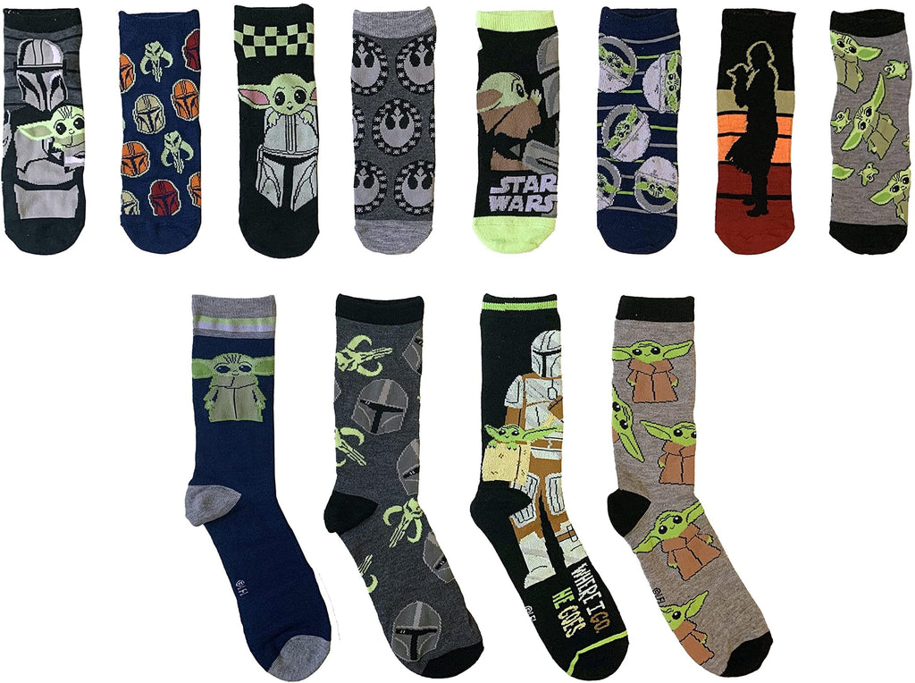 Star Wars Mandalorian The Child Mens 12 Days of Socks in Advent Gift Box