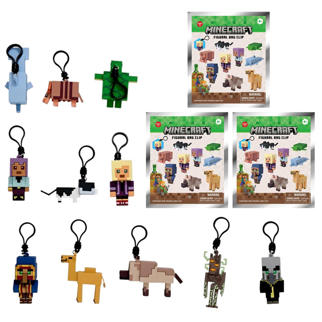 Minecraft Series 5 Blind Bag 3D Foam Bag Clip | 3 Random