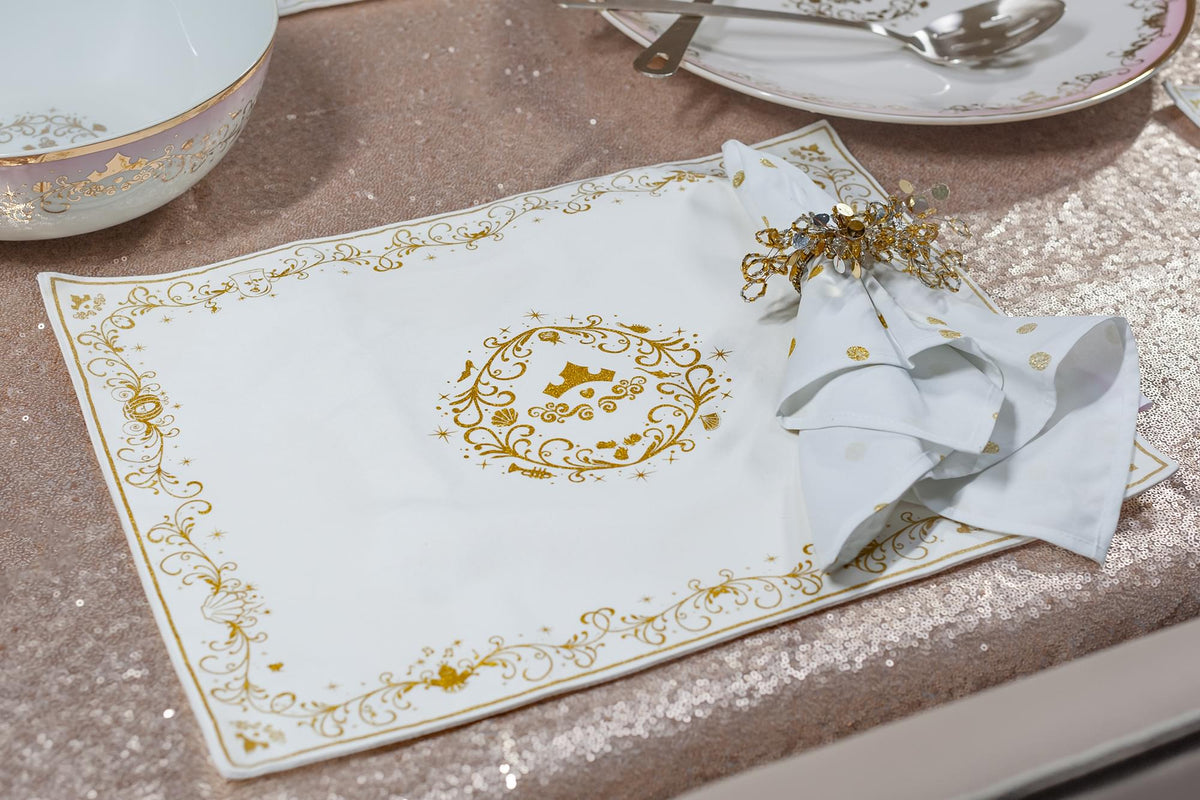 Disney Princess Cotton Placemat Set | Set Of 4 18 x 14 Inch Cotton Fabric Mats