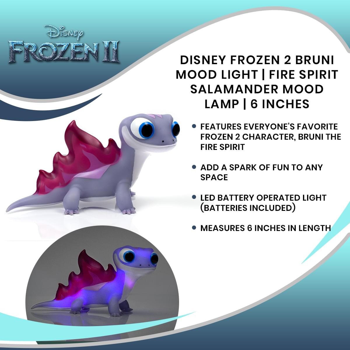 Disney Frozen 2 Bruni Mood Light | Fire Spirit Salamander Mood Lamp | 6 Inches