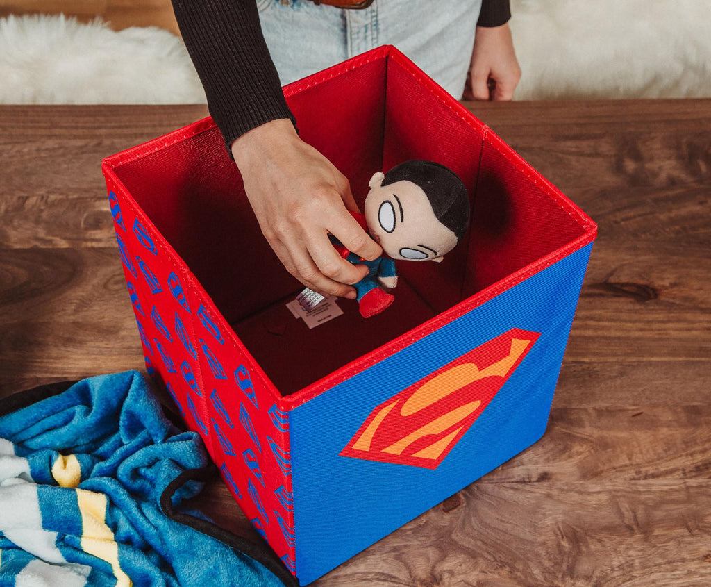 DC Comics Superman Logo Storage Bin Cube Organizer | 11 Inches