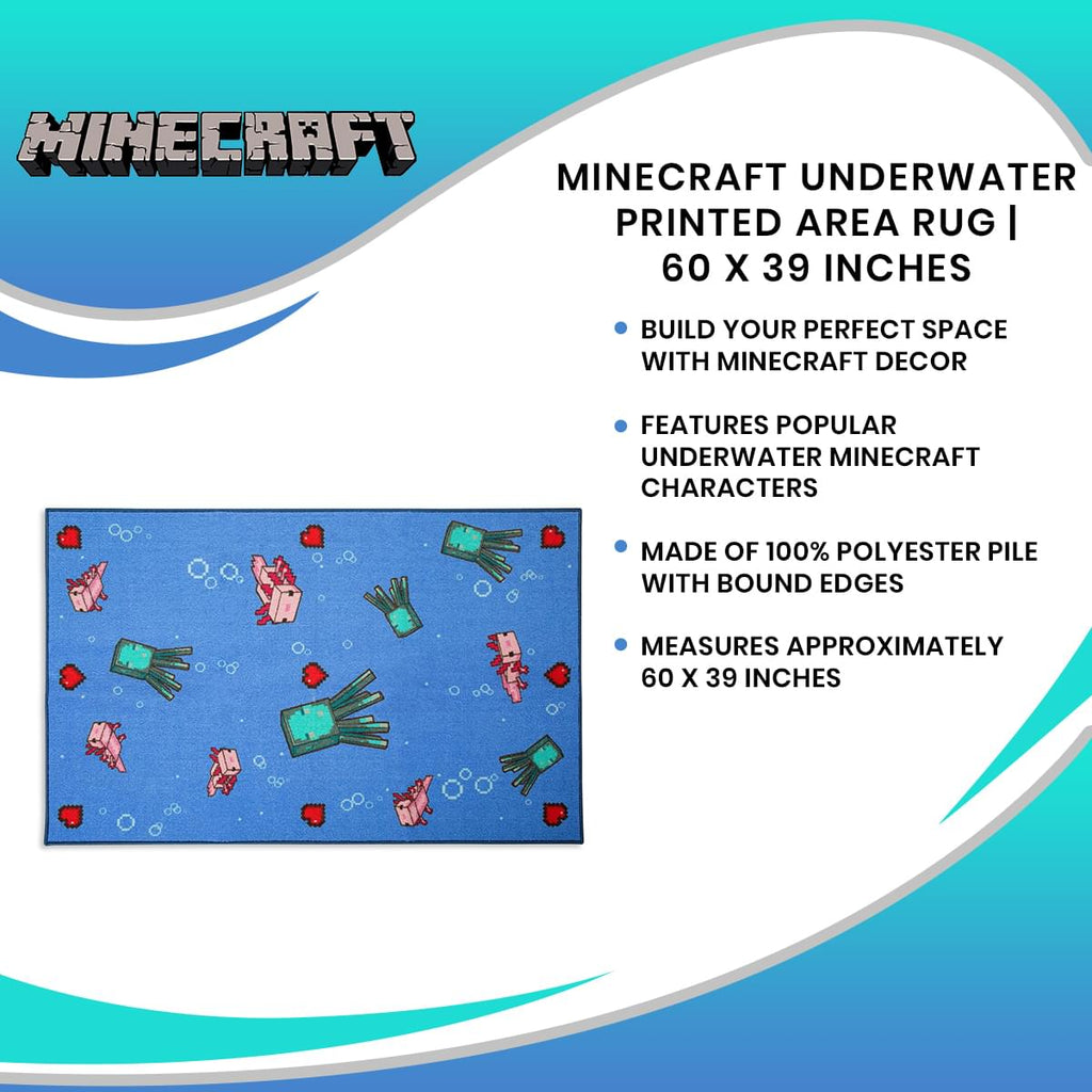 Minecraft Underwater Printed Area Rug | 60 x 39 Inches