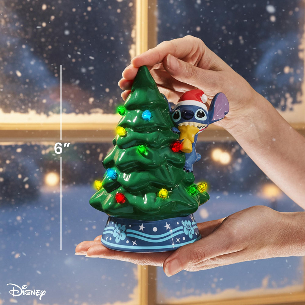 Disney Lilo & Stitch Light-Up Ceramic Christmas Tree | 6 Inches Tall