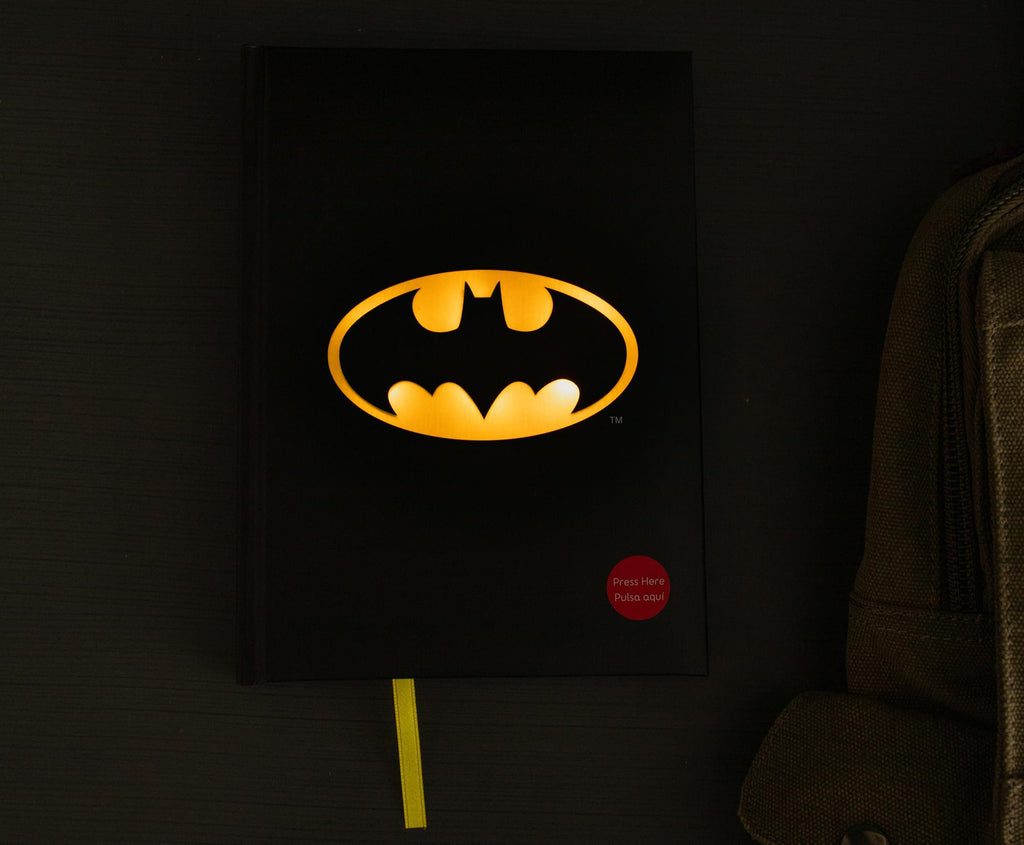 DC Comics Batman Logo Light-Up Hardcover Notebook | 5.5 x 8 Inches
