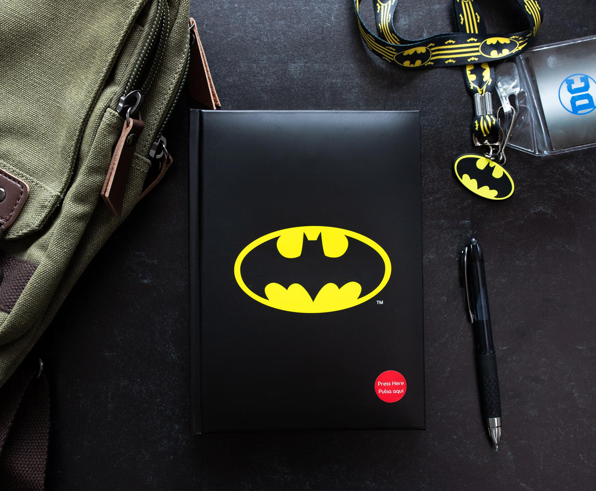 DC Comics Batman Logo Light-Up Hardcover Notebook | 5.5 x 8 Inches