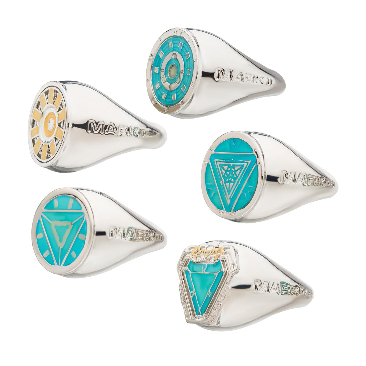 Marvel Iron Man Arc Reactor Adjustable 5 Ring Box Set