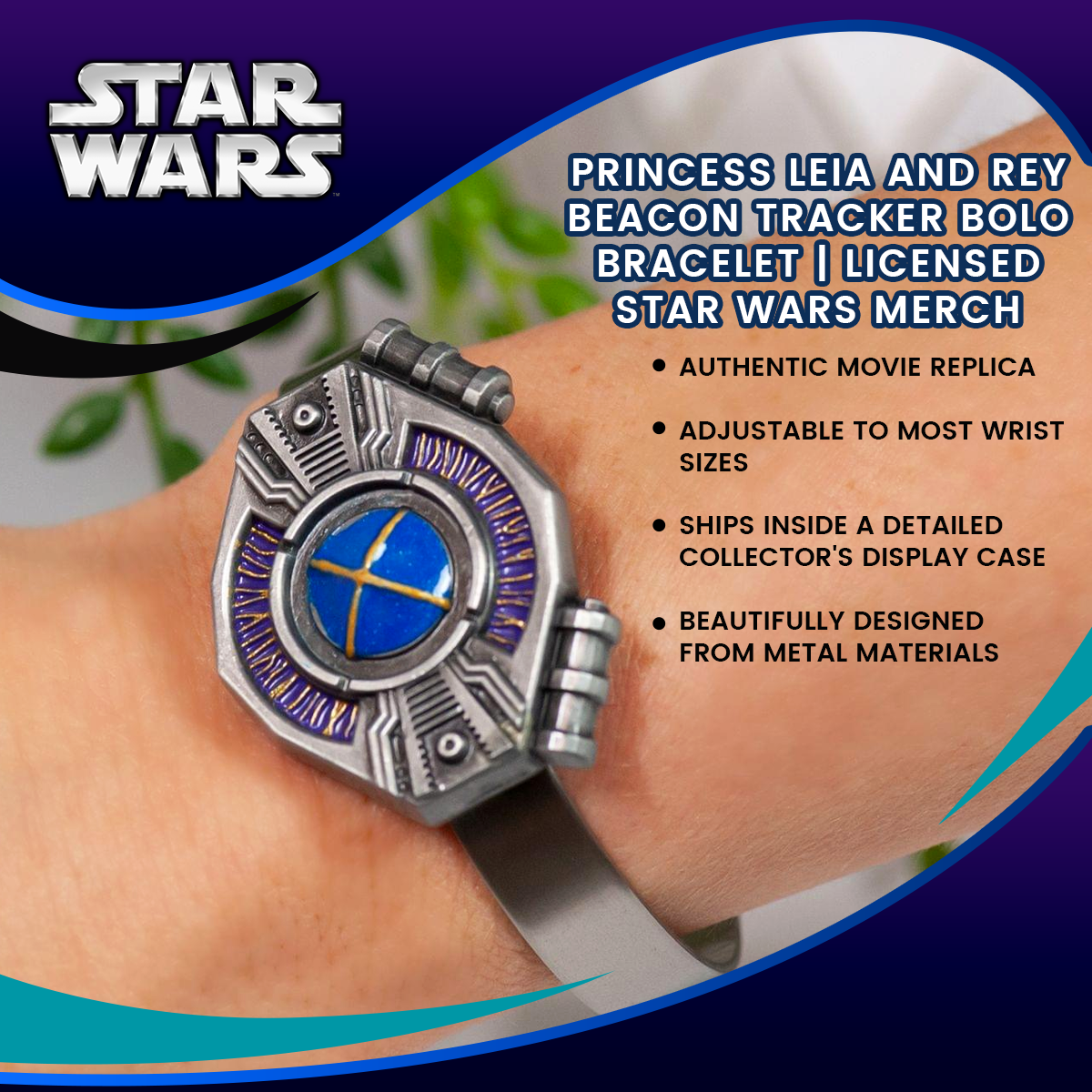 Princess Leia and Rey Beacon Tracker Bolo Bracelet | Licensed Star Wars Merch