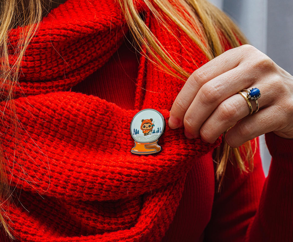 Star Wars Wicket Holiday Winter Snow Globe Enamel Pin