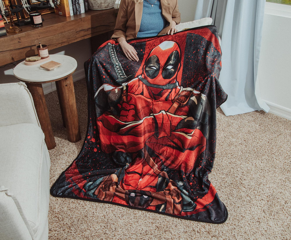 Marvel Deadpool Arms Crossed Fleece Throw Blanket | 45 x 60 Inches