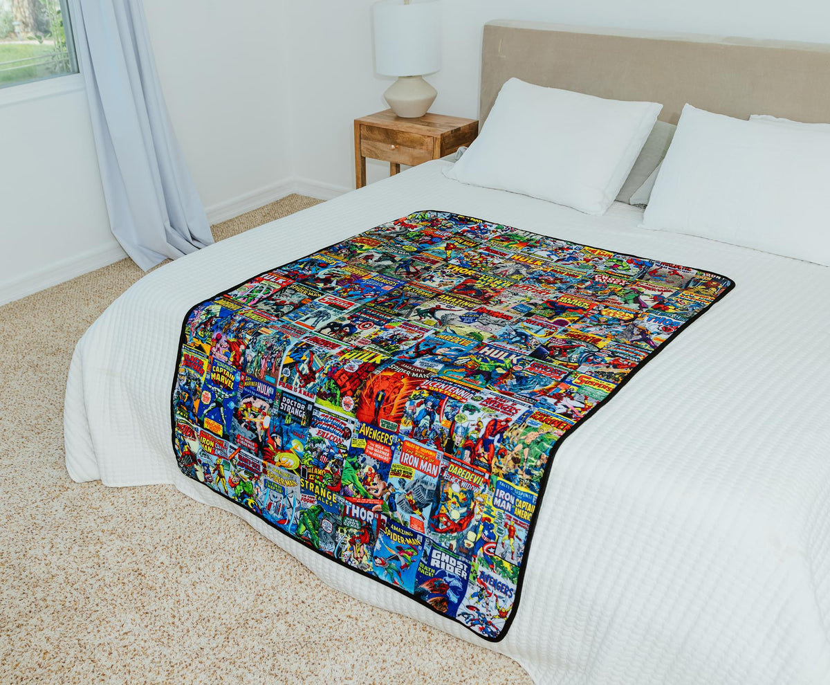 Marvel Comics Covers Fleece Throw Blanket | 45 x 60 Inches