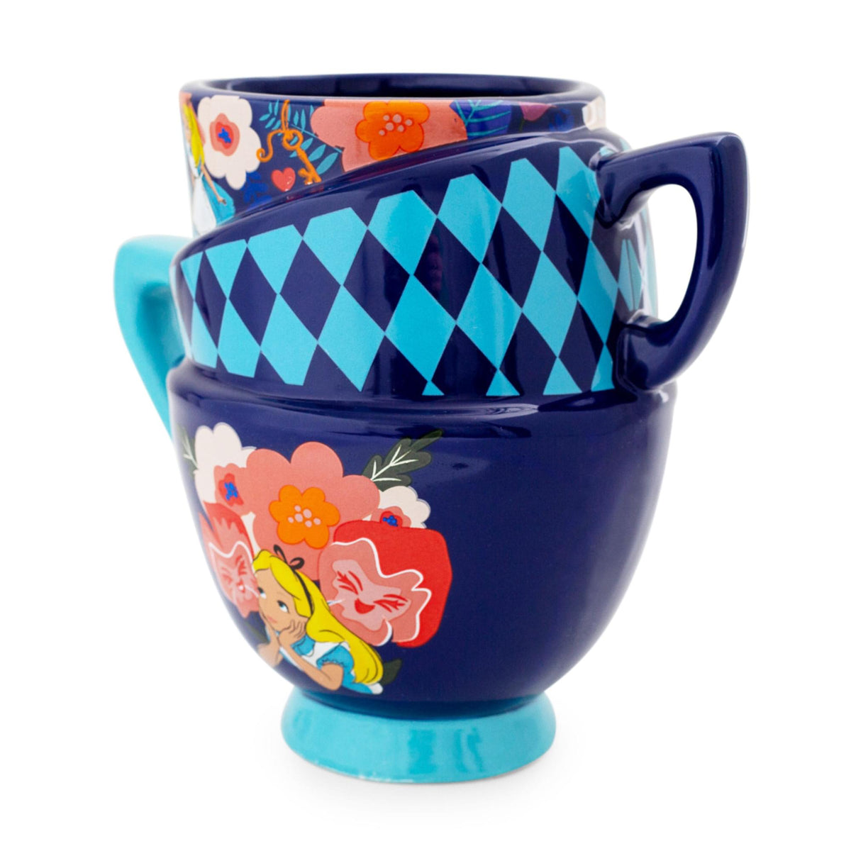 Disney Alice in Wonderland Stacked Teacups Sculpted Ceramic Mug | Holds 20 Ounce
