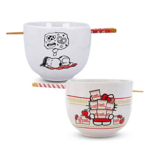 Back To School 20oz Ceramic Ramen Bowl and Chopsticks Set of 12