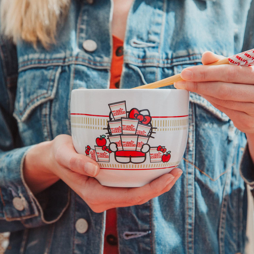 Back To School 20oz Ceramic Ramen Bowl and Chopsticks Set of 12