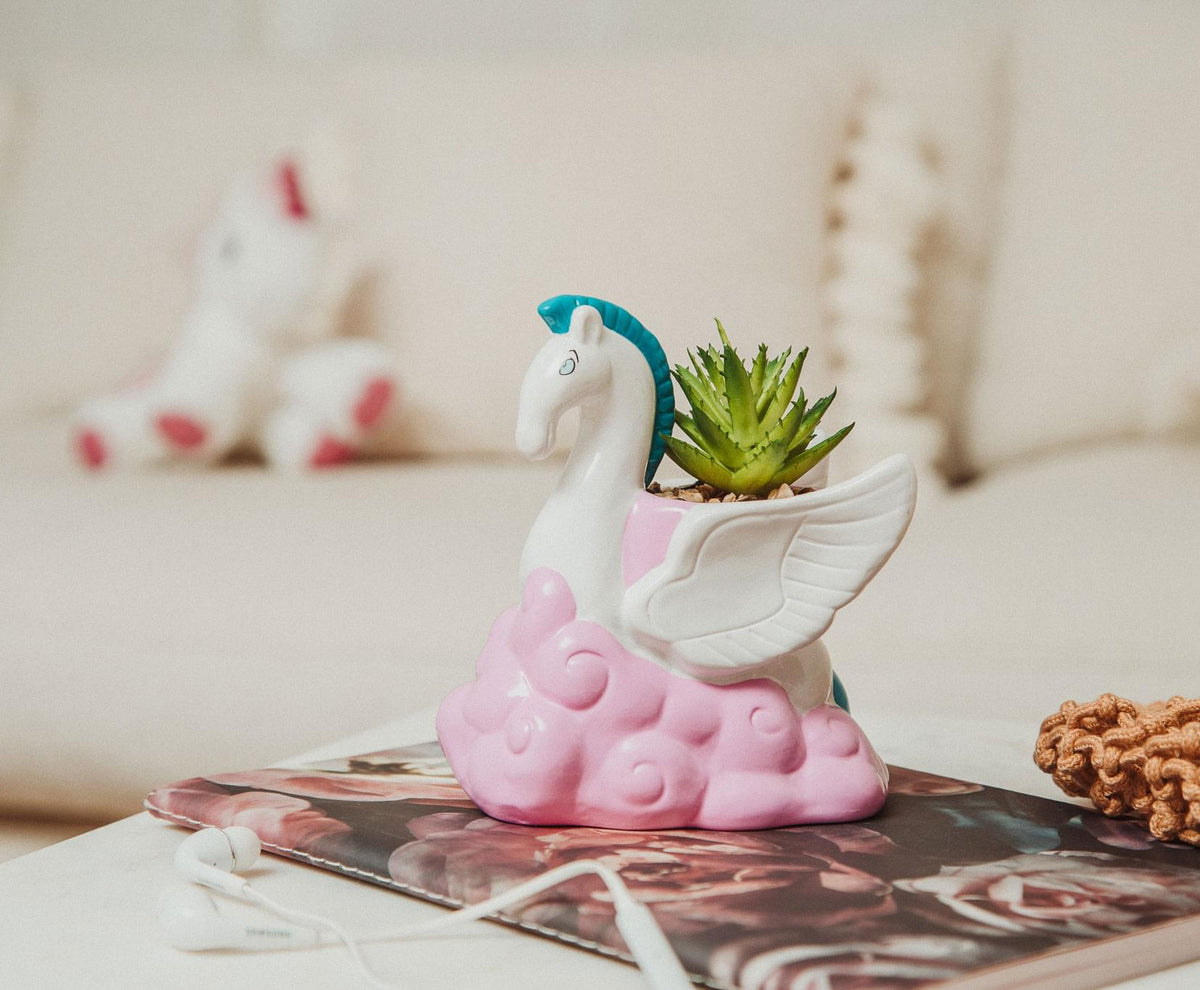Disney Hercules Pegasus 3-Inch Ceramic Mini Planter With Artificial Succulent