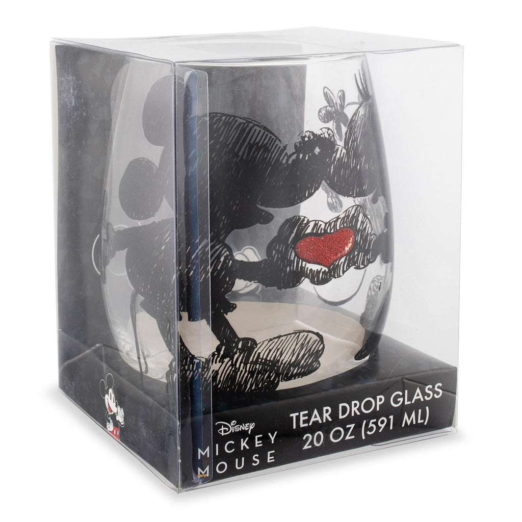 Disney Mickey and Minnie Sketchbook Stemless Wine Glass | Holds 20 Ounces
