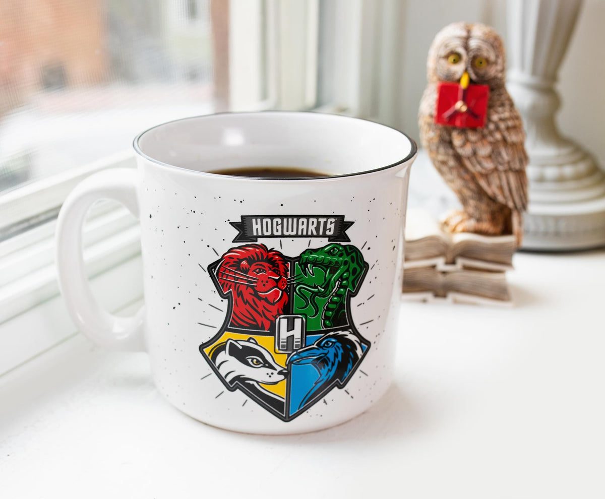 Harry Potter Hogwarts Crest Ceramic Camper Mug | Holds 20 Ounces