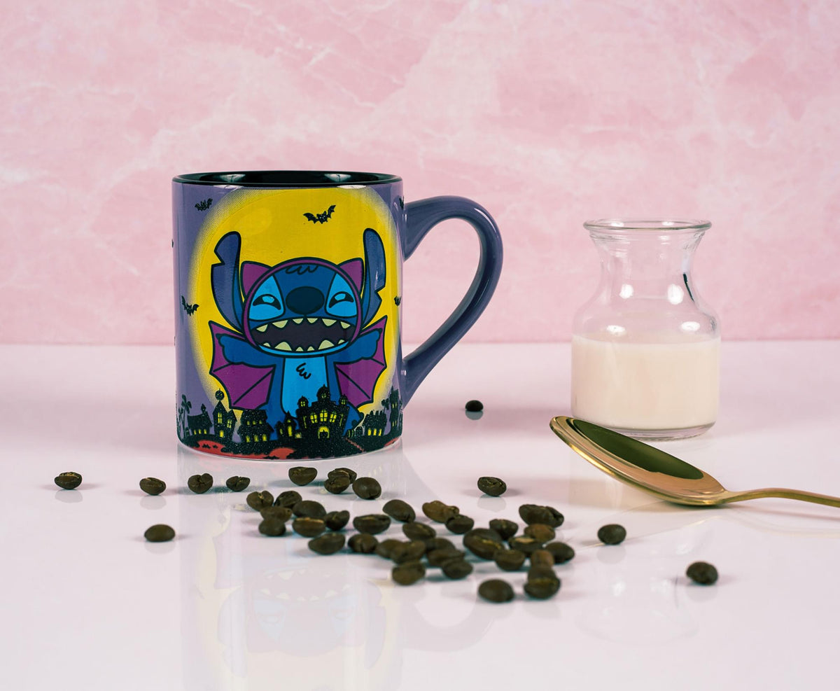 Disney Lilo & Stitch Vampire Ceramic Glitter Mug | Holds 14 Ounces