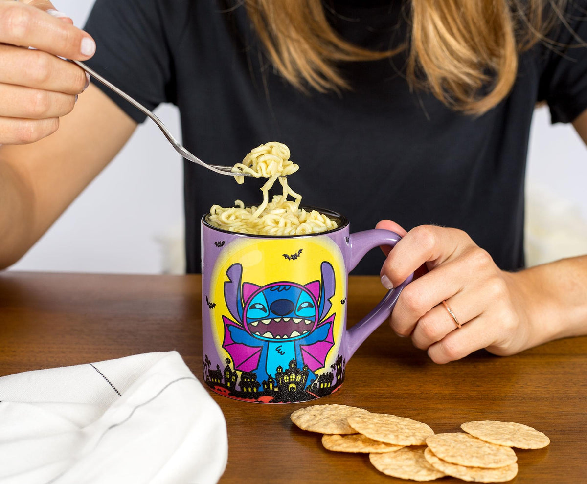 Disney Lilo & Stitch Vampire Ceramic Glitter Mug | Holds 14 Ounces