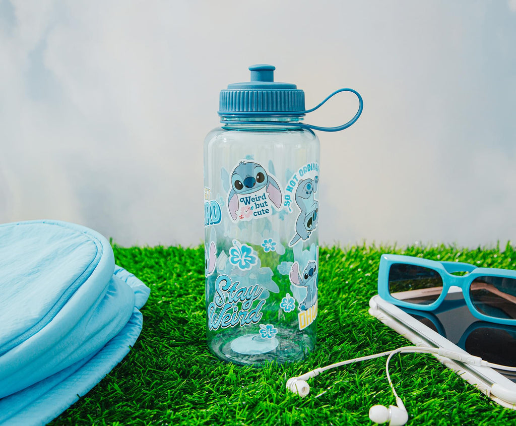 Disney Lilo & Stitch "Stay Weird" Water Bottle With Sports Cap | Holds 34 Ounces