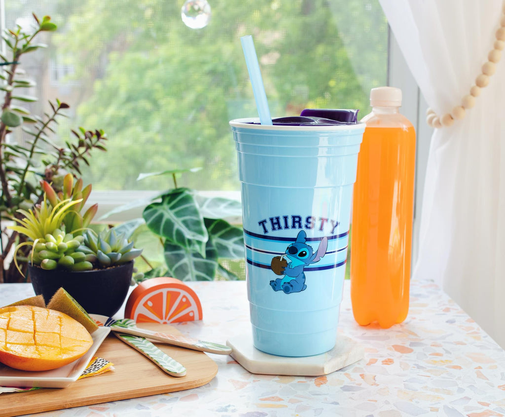 Disney Lilo & Stitch "Thirsty" Tumbler With Lid and Straw | Holds 32 Ounces