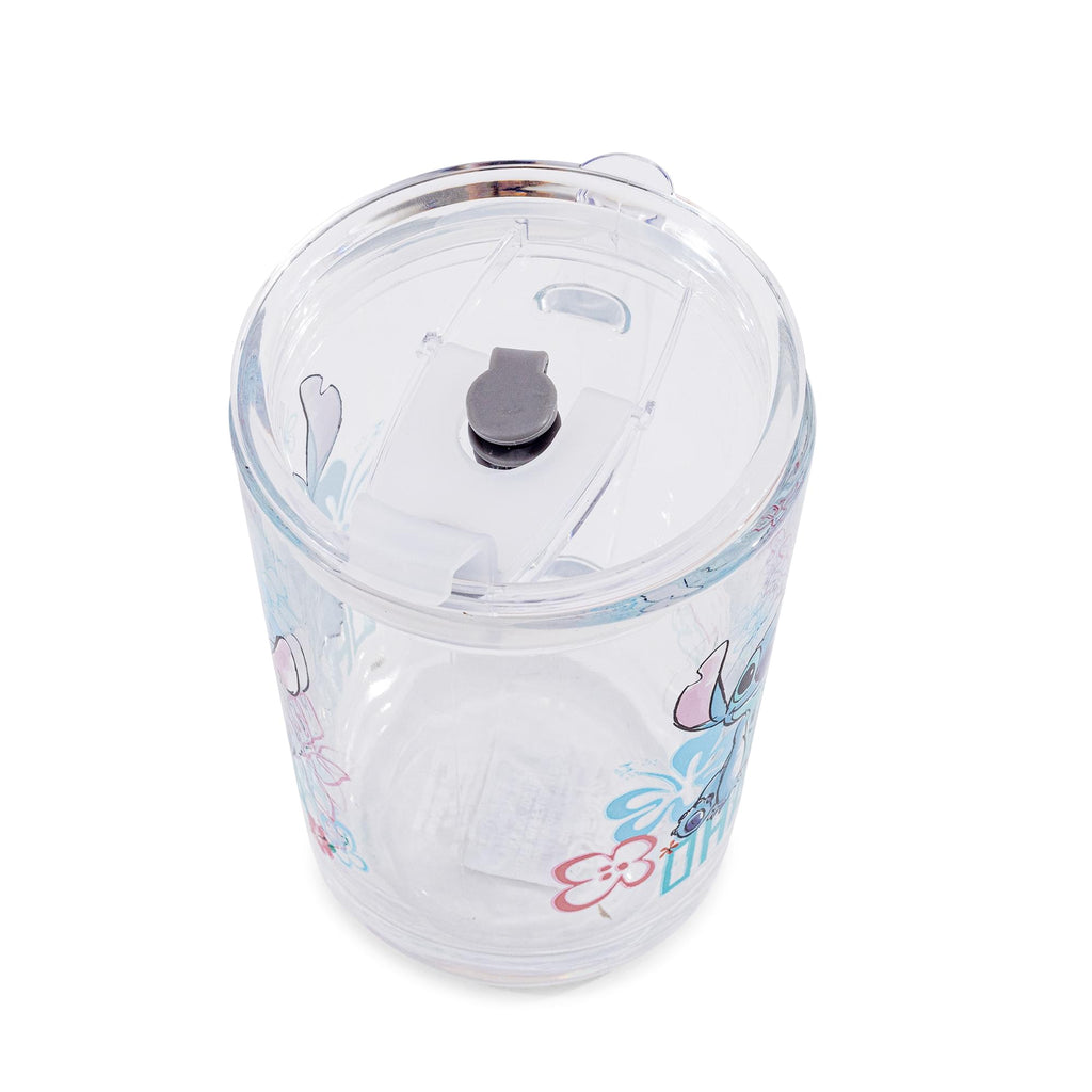 Disney Lilo & Stitch "Ohana" Glass Mug With Lid | Holds 14 Ounces