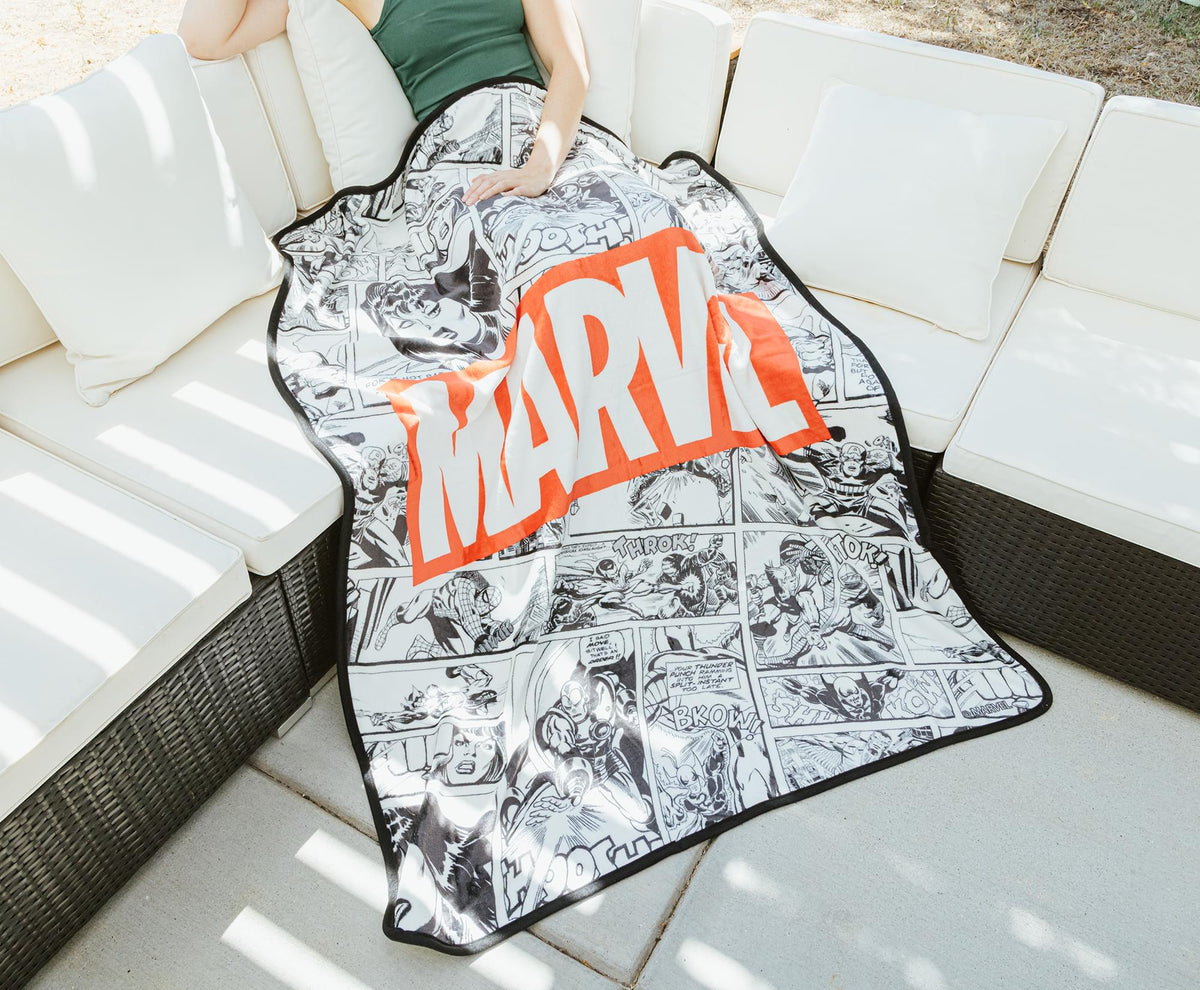 Marvel Comics Avengers Comic Panels Fleece Throw Blanket | 45 x 60 Inches