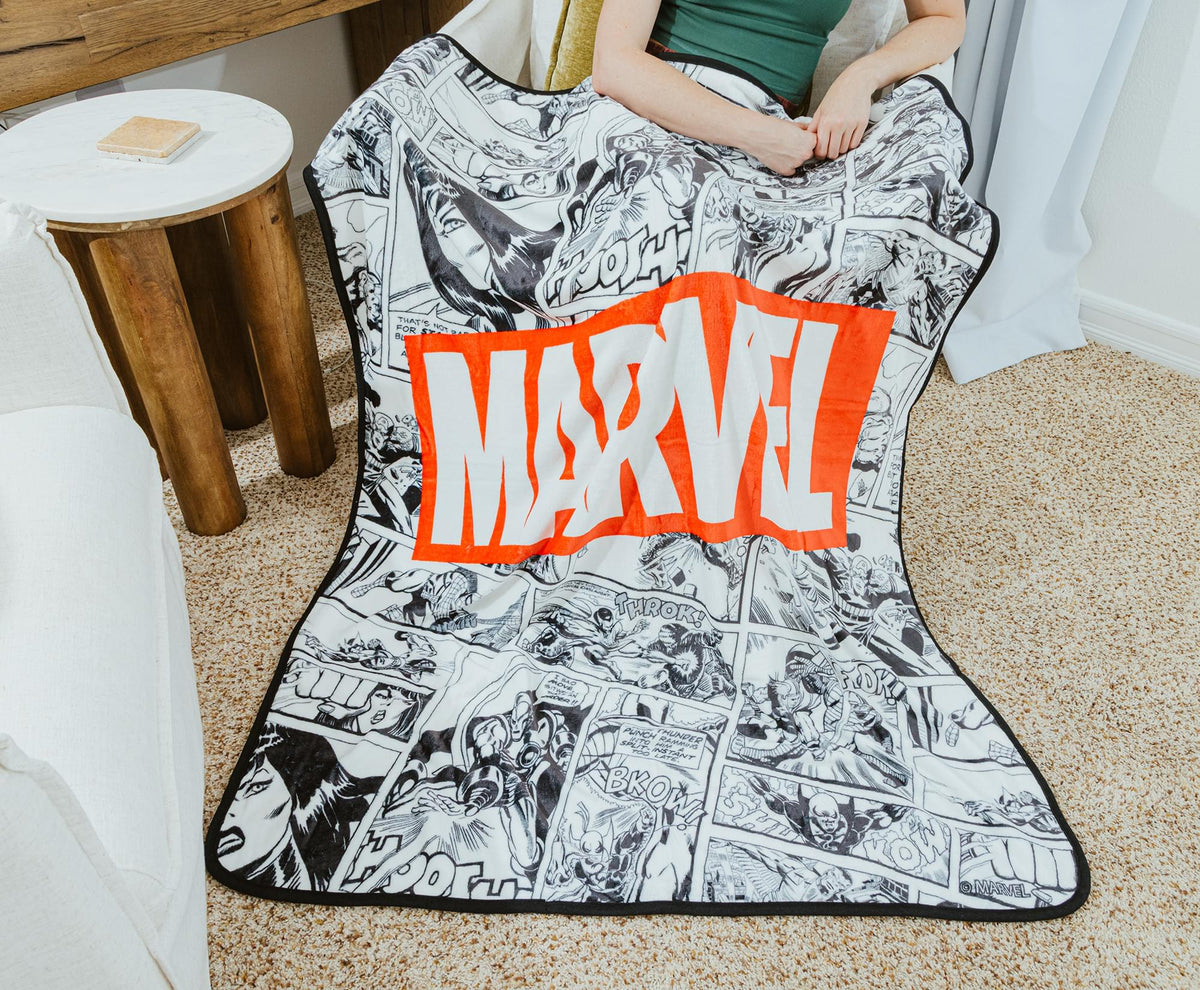 Marvel Comics Avengers Comic Panels Fleece Throw Blanket | 45 x 60 Inches