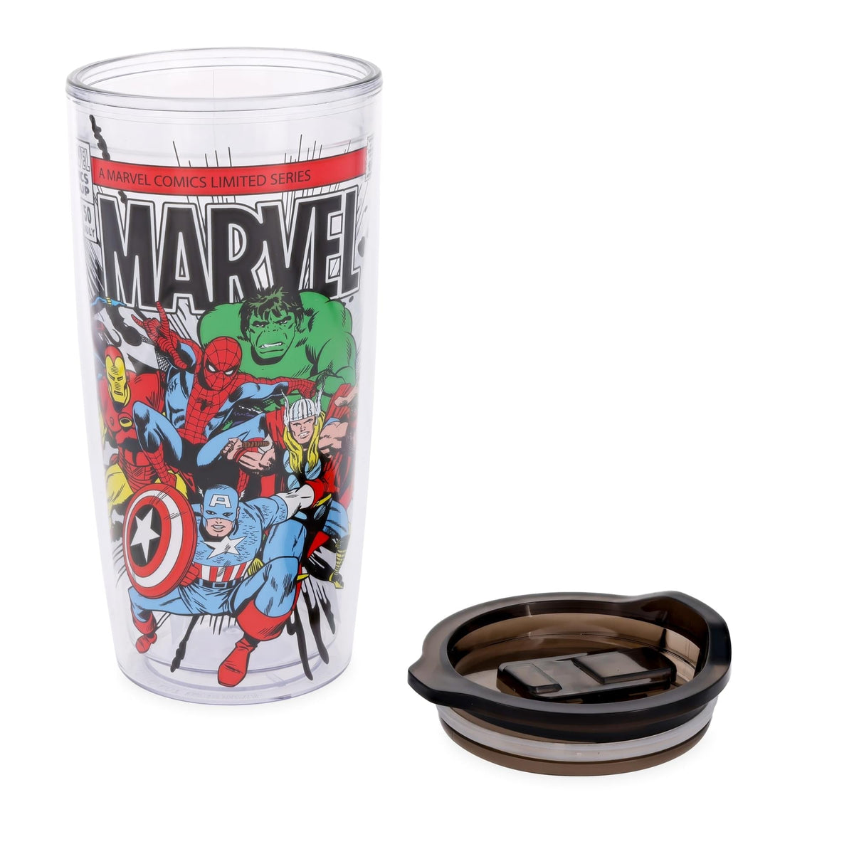 Marvel Comics Retro Plastic Travel Tumbler With Lid | Holds 20 Ounces