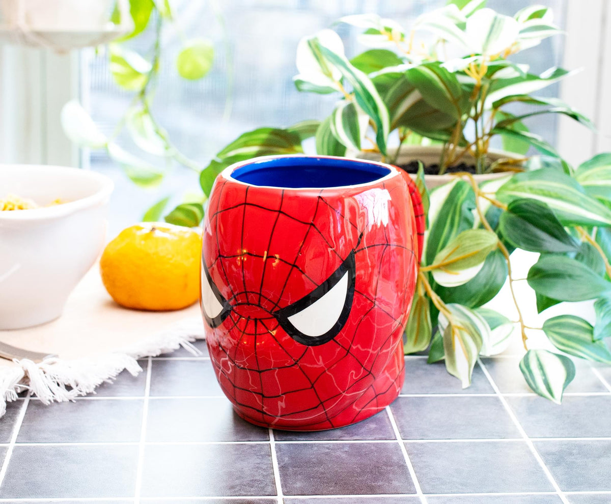 Marvel Comics Spider-Man Mask 3D Sculpted Ceramic Mug | Holds 20 Ounces