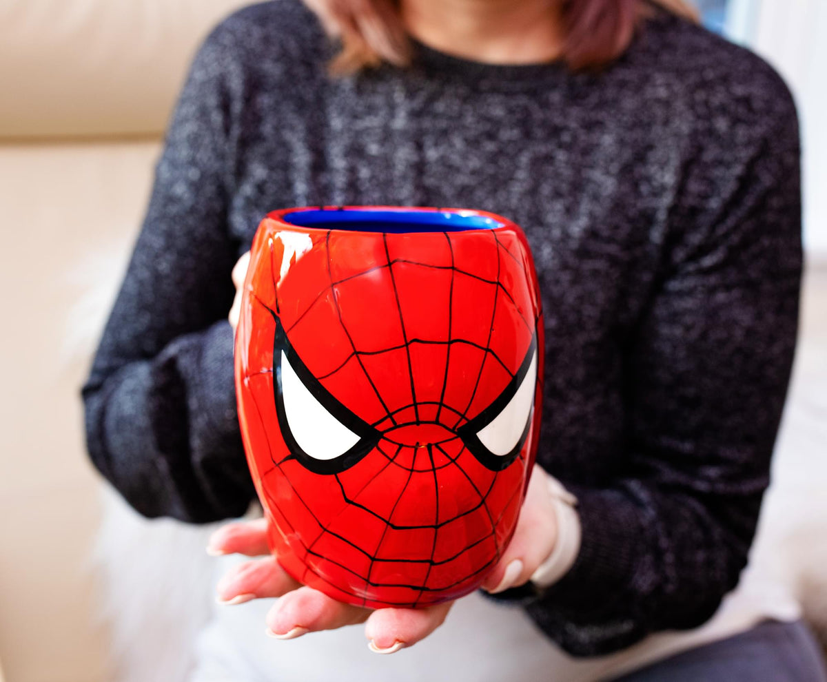 Marvel Comics Spider-Man Mask 3D Sculpted Ceramic Mug | Holds 20 Ounces