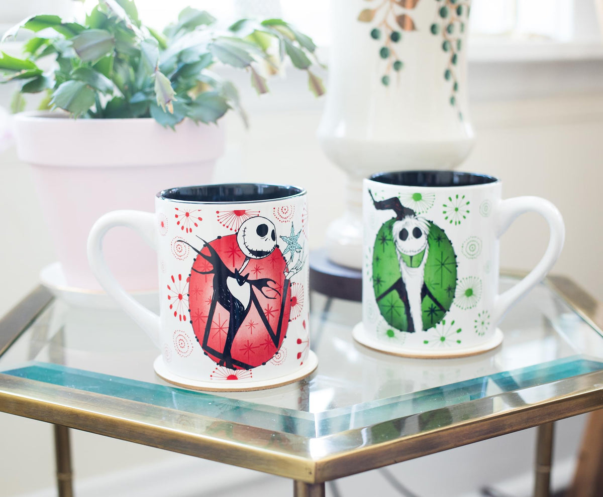 Nightmare Before Christmas Jack Holiday Mugs, Set of 2 | Each Holds 14 Ounces