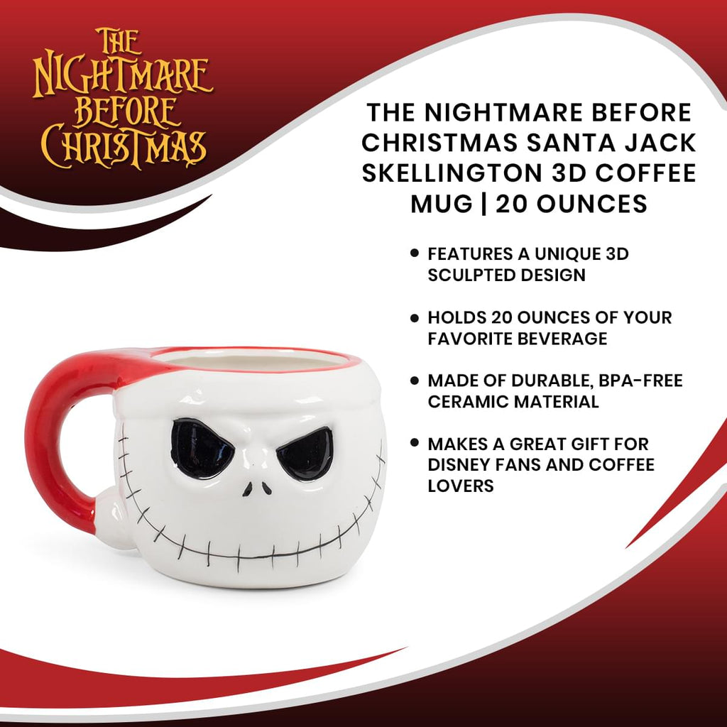 The Nightmare Before Christmas Santa Jack Skellington 3D Coffee Mug | 20 Ounces