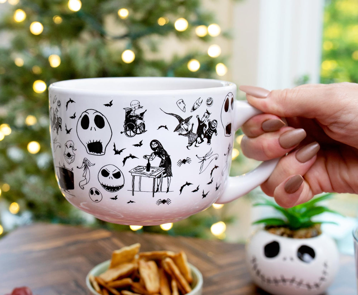 Disney The Nightmare Before Christmas Scary Citizens Ceramic Soup Mug With Lid
