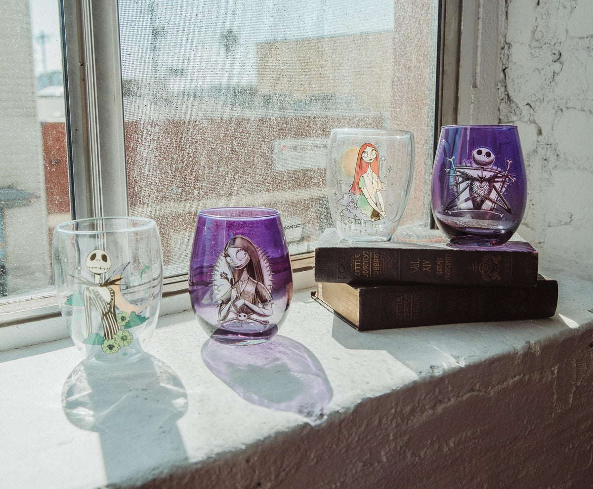 Disney Nightmare Before Christmas Jack Skellington Purple Stemless Wine Glass