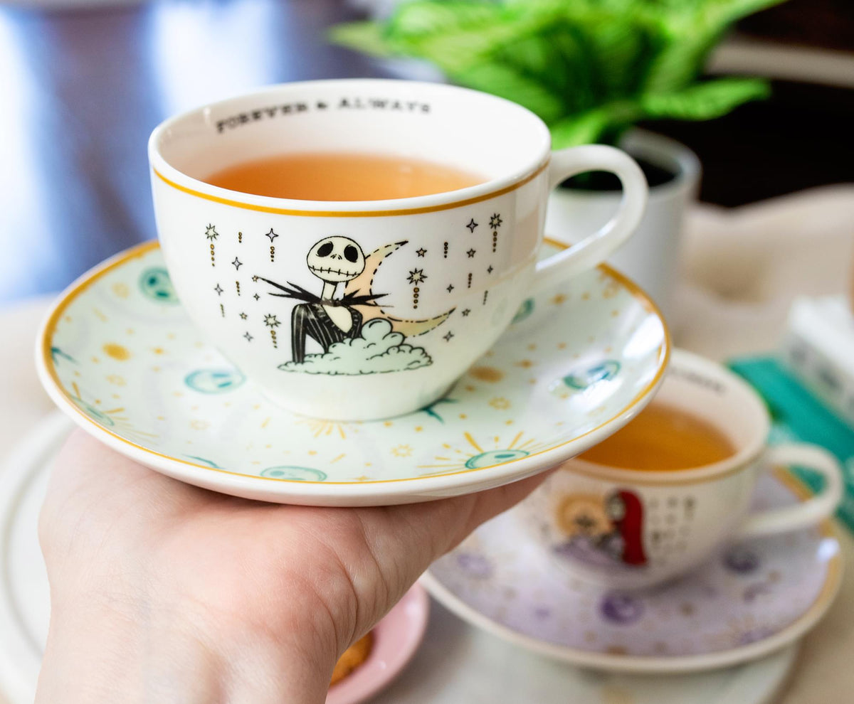 Disney Nightmare Before Christmas Jack & Sally Teacups and Saucers | Set of 2
