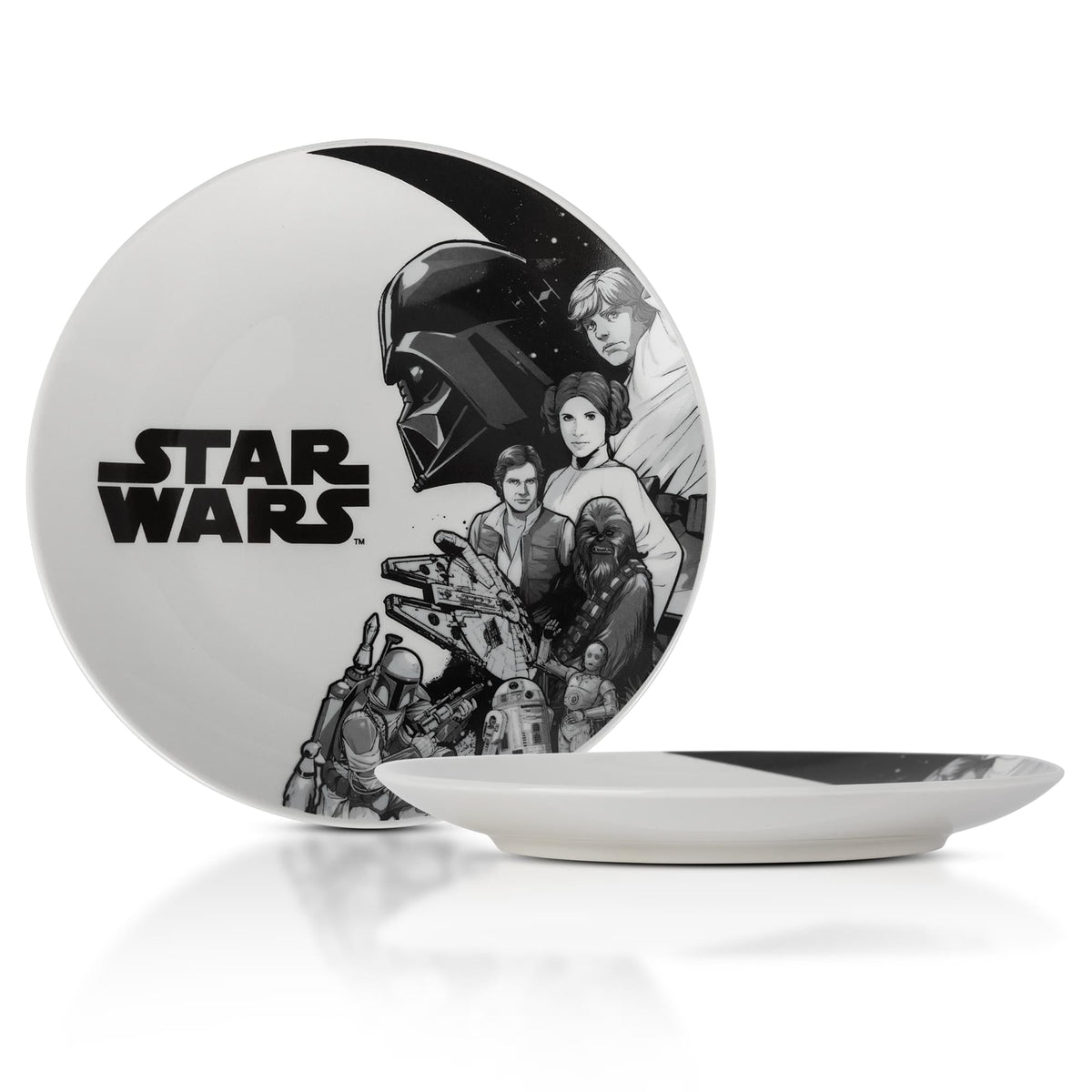 Star Wars Black-and-White Collage 8-Inch Ceramic Coupe Dinner Plate