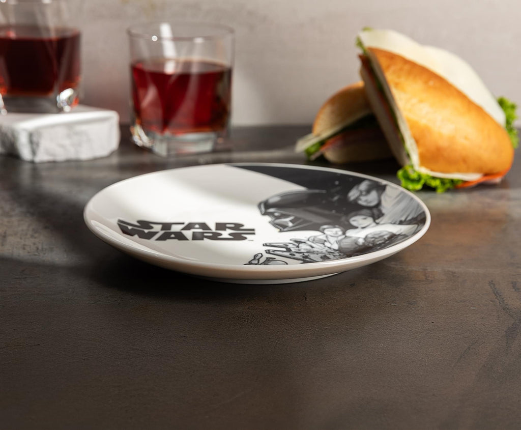 Star Wars Black-and-White Collage 8-Inch Ceramic Coupe Dinner Plate