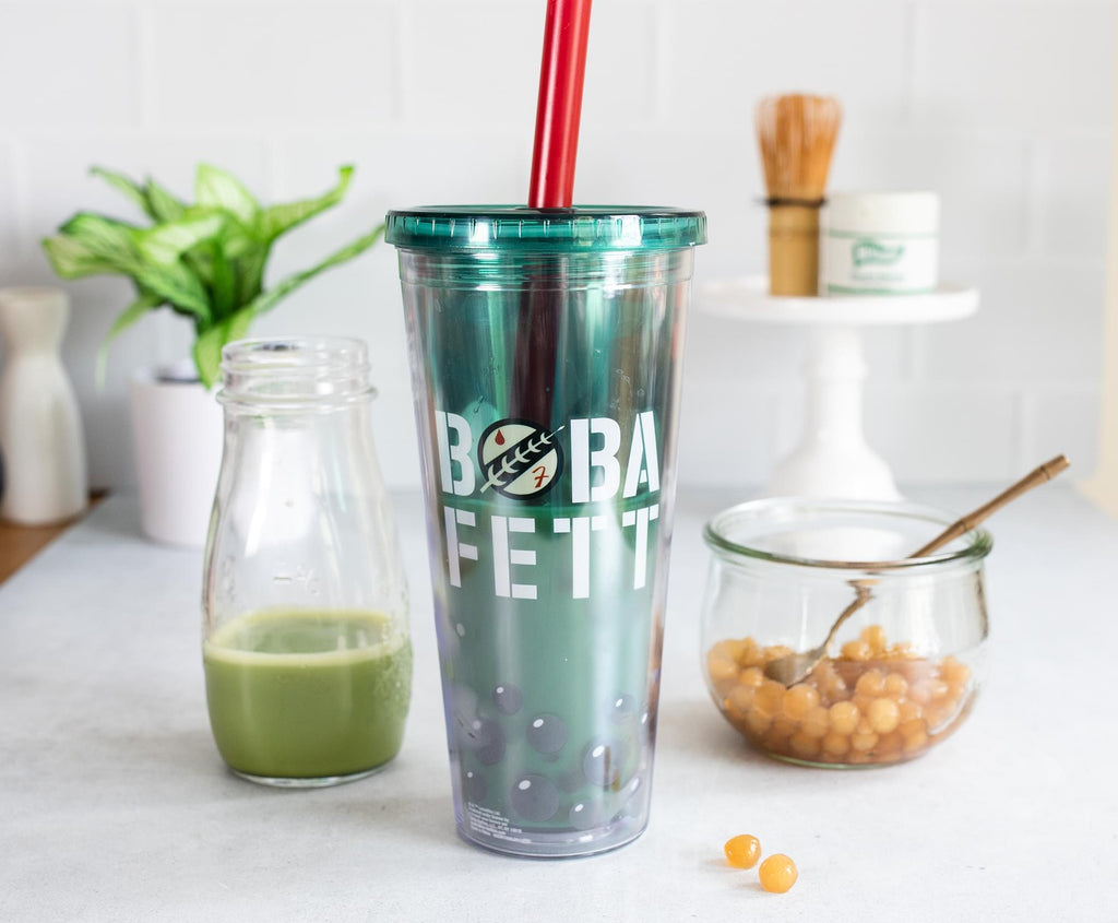 Star Wars Boba Fett Plastic Carnival Cup with Lid and Straw | 24 Ounces