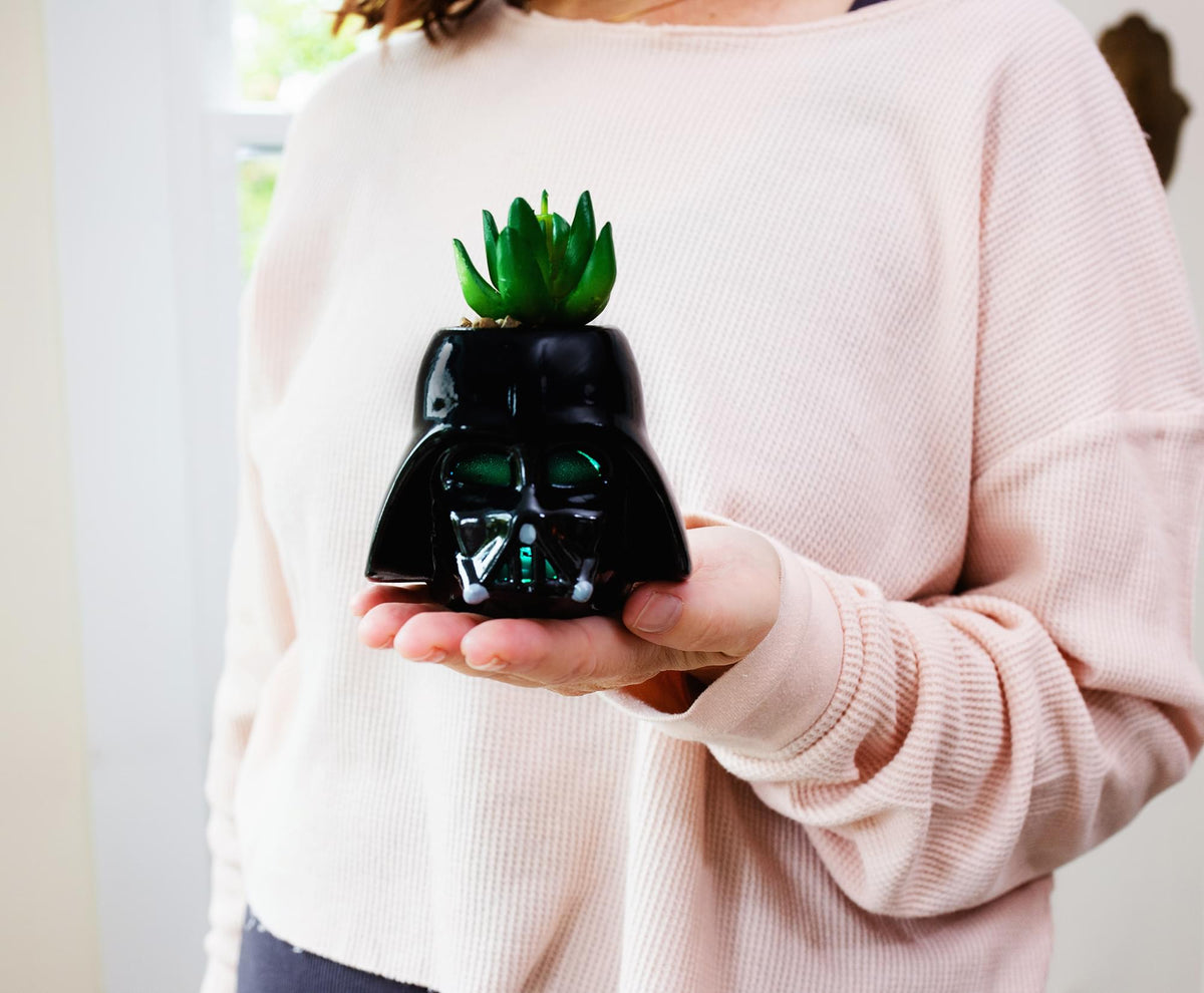 Star Wars Darth Vader Helmet Light-Up Mini Planter With Artificial Succulent