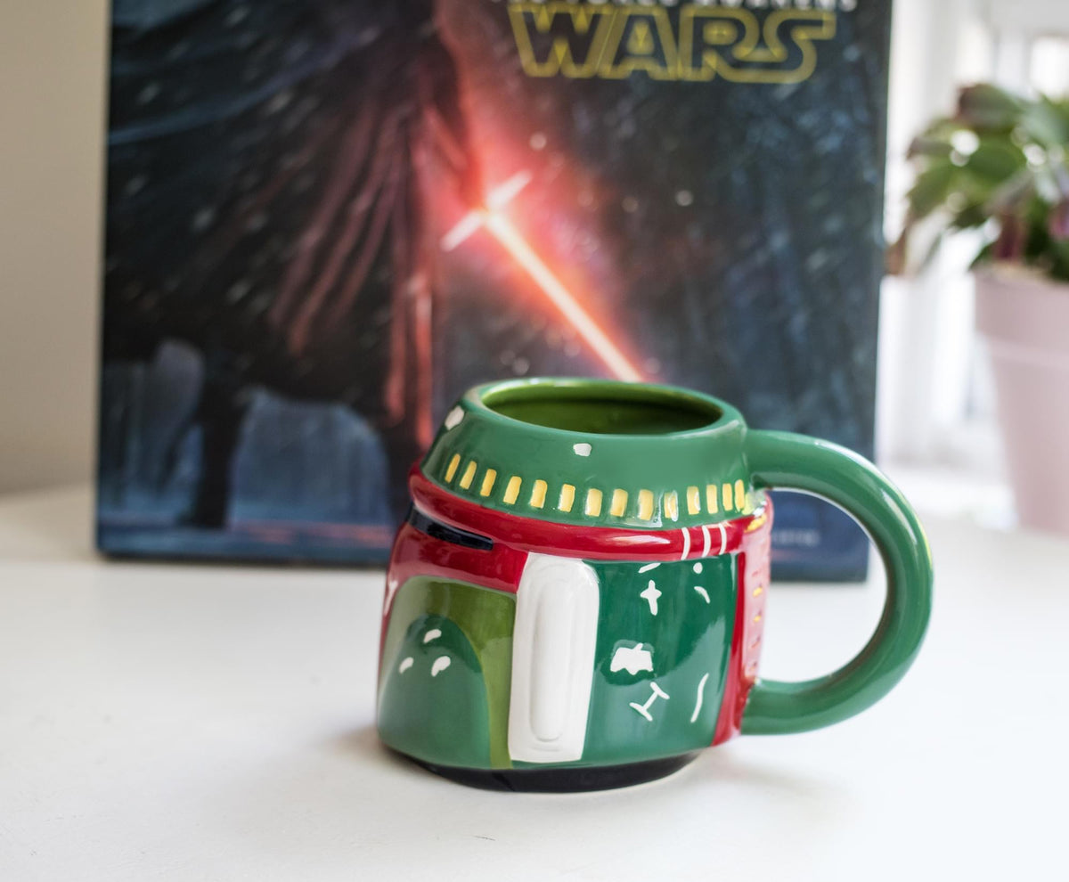 Star Wars 3D Sculpted Boba Fett Helmet Ceramic Mug | Holds 20 Ounces
