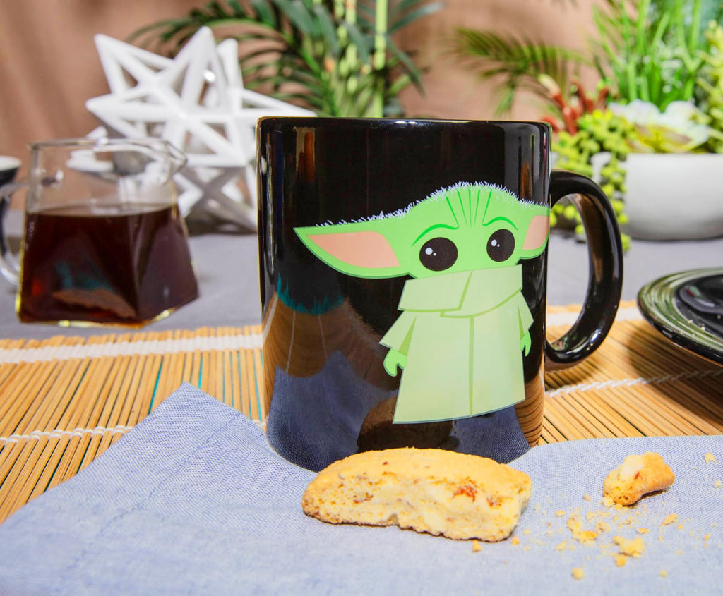 Star Wars: The Mandalorian Grogu Black Jumbo Ceramic Mug | Holds 20 Ounces