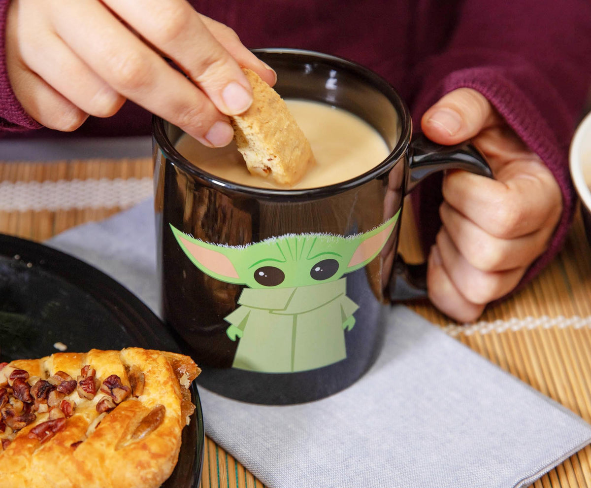 Star Wars: The Mandalorian Grogu Black Jumbo Ceramic Mug | Holds 20 Ounces