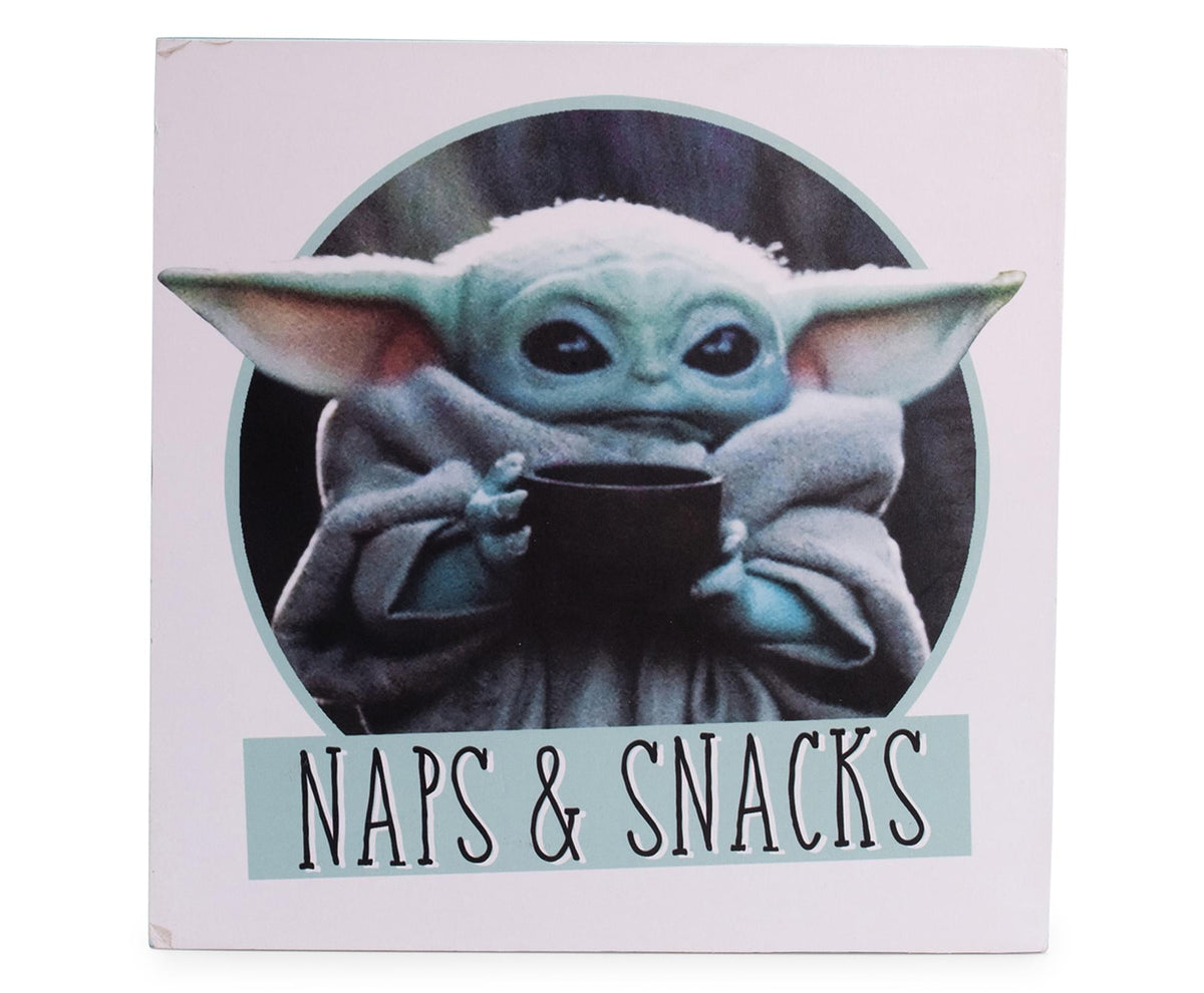 Star Wars The Mandalorian Naps and Snacks 6 x 6 Inch Wood Box Sign