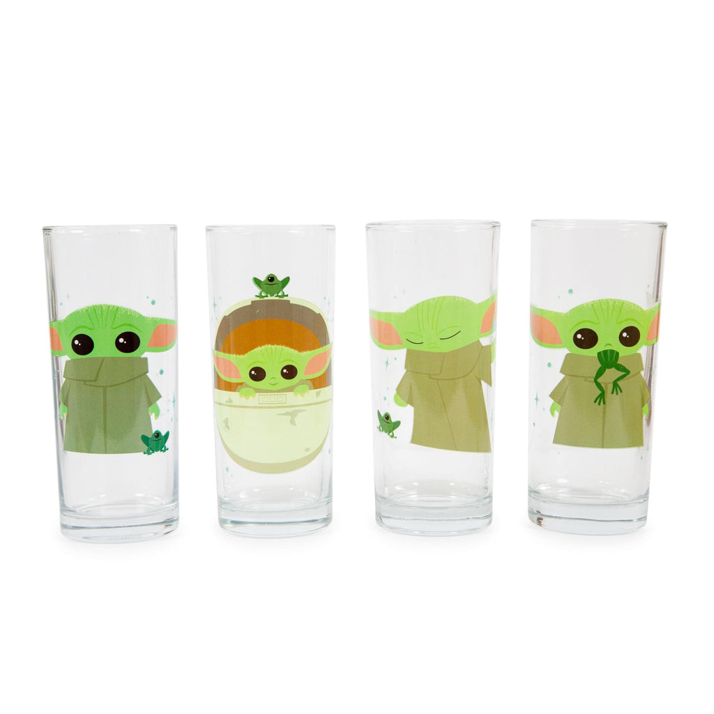 Star Wars: The Mandalorian Grogu With Frog 10-Ounce Tumbler Glasses | Set of 4